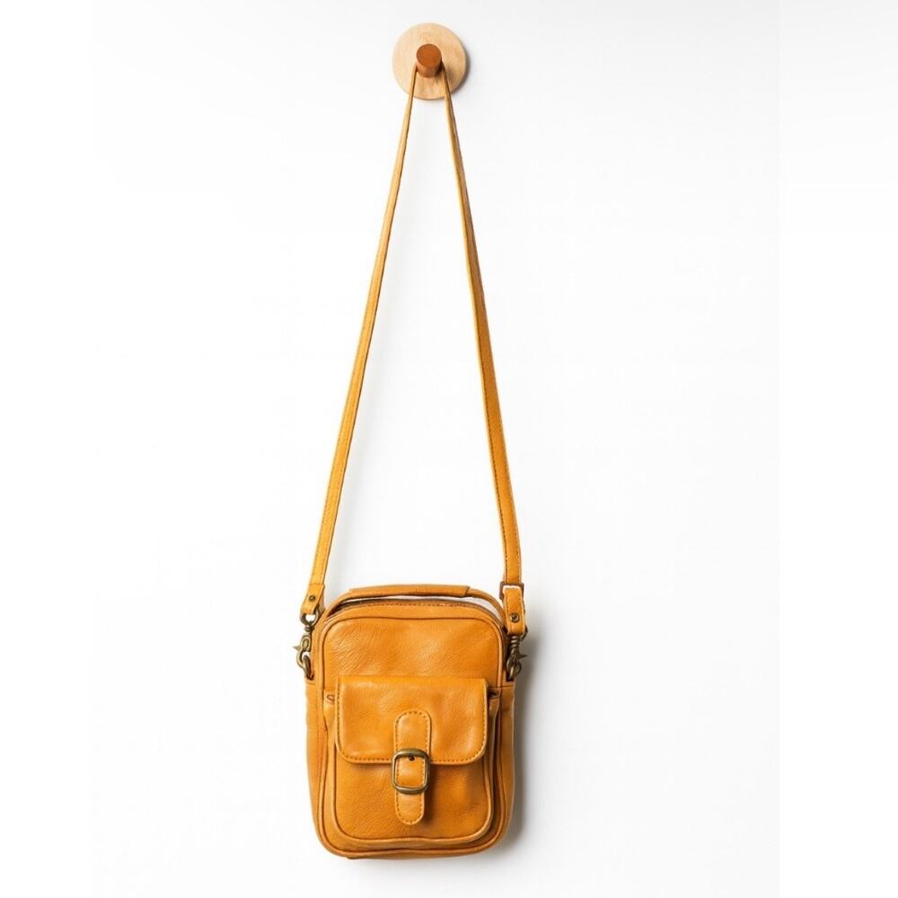 Frye Carmel Brown Genuine Leather Boho Satchel Small Anti Theft  Crossbody Bag